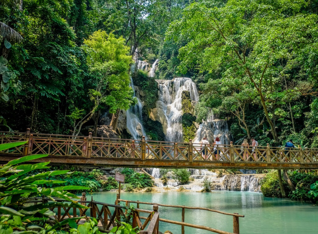 Visiting Kuang Si Waterfall